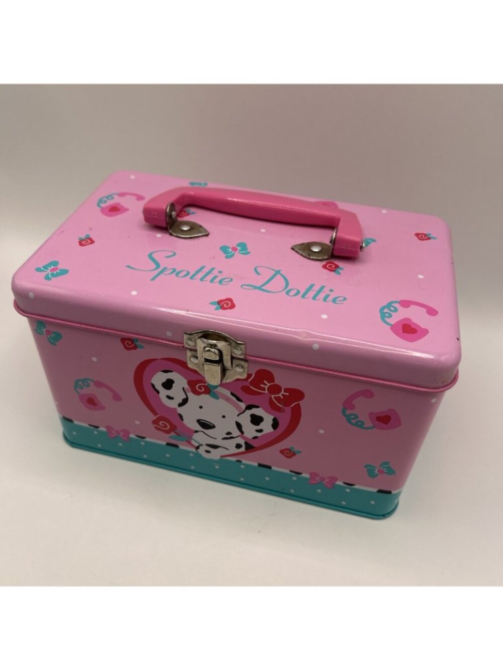 Sanrio 1993 Spottie Dottie Metal Tin Trinket Box Dog Pink Container Rare Vintage - Picture 4 of 16